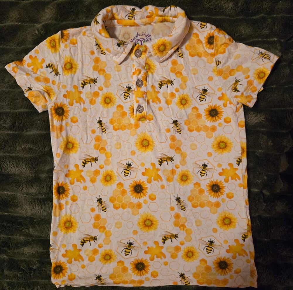 Meraki Hollow Boutique 4T Button Up Bamboo Bees Shirt
